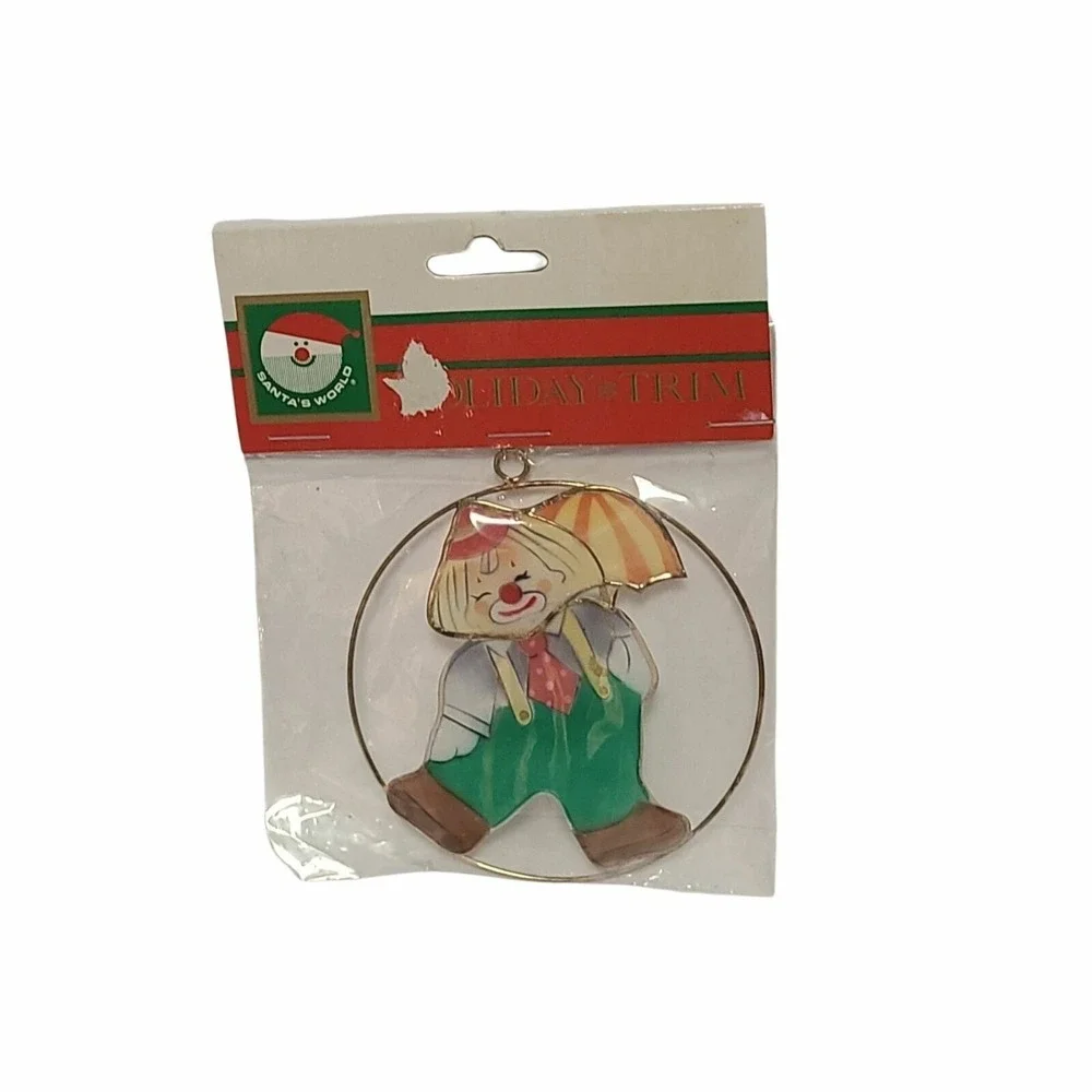 Kurt S. Adler‎ Vintage Ornament Clown Umbrella Hand Crafted Metal Holiday Trim